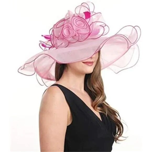Kentucky Derby Church Dress Hat for Women Pink Fuchsia Line